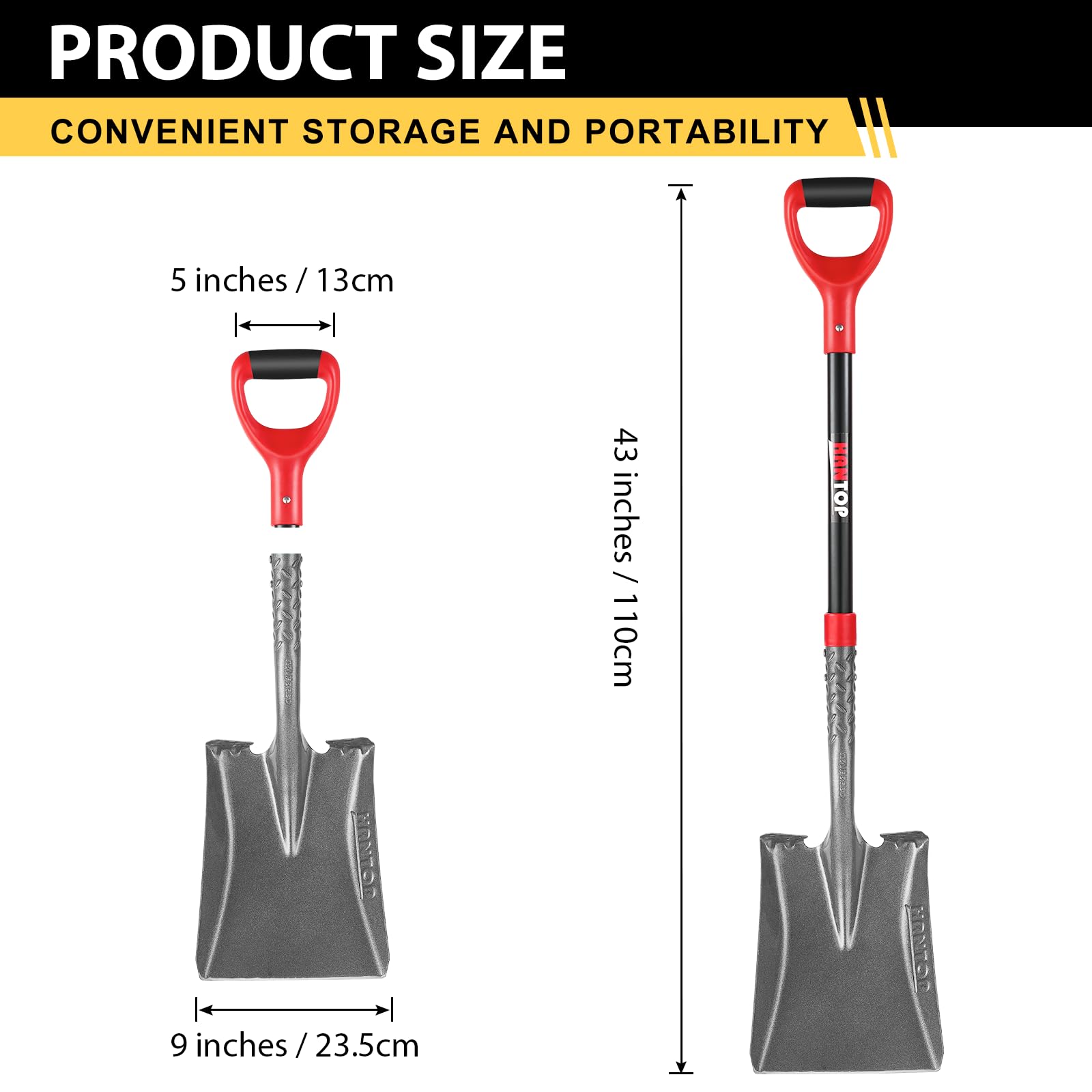 HANTOP D-grip handle detail offering two-handed control and improved comfort