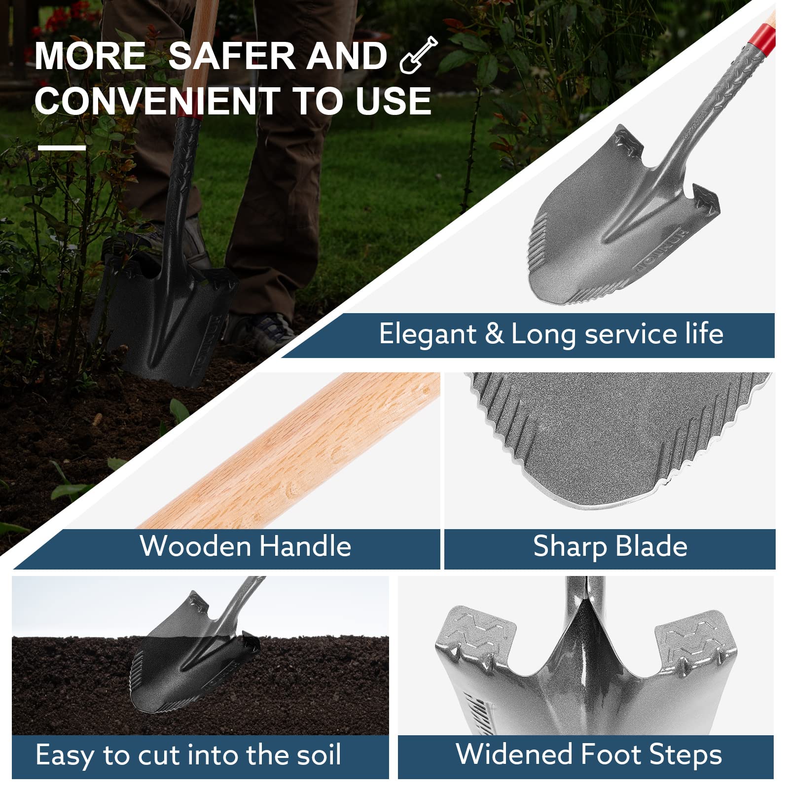 HANTOP steel head close-up highlighting 1050MN strength for durable digging