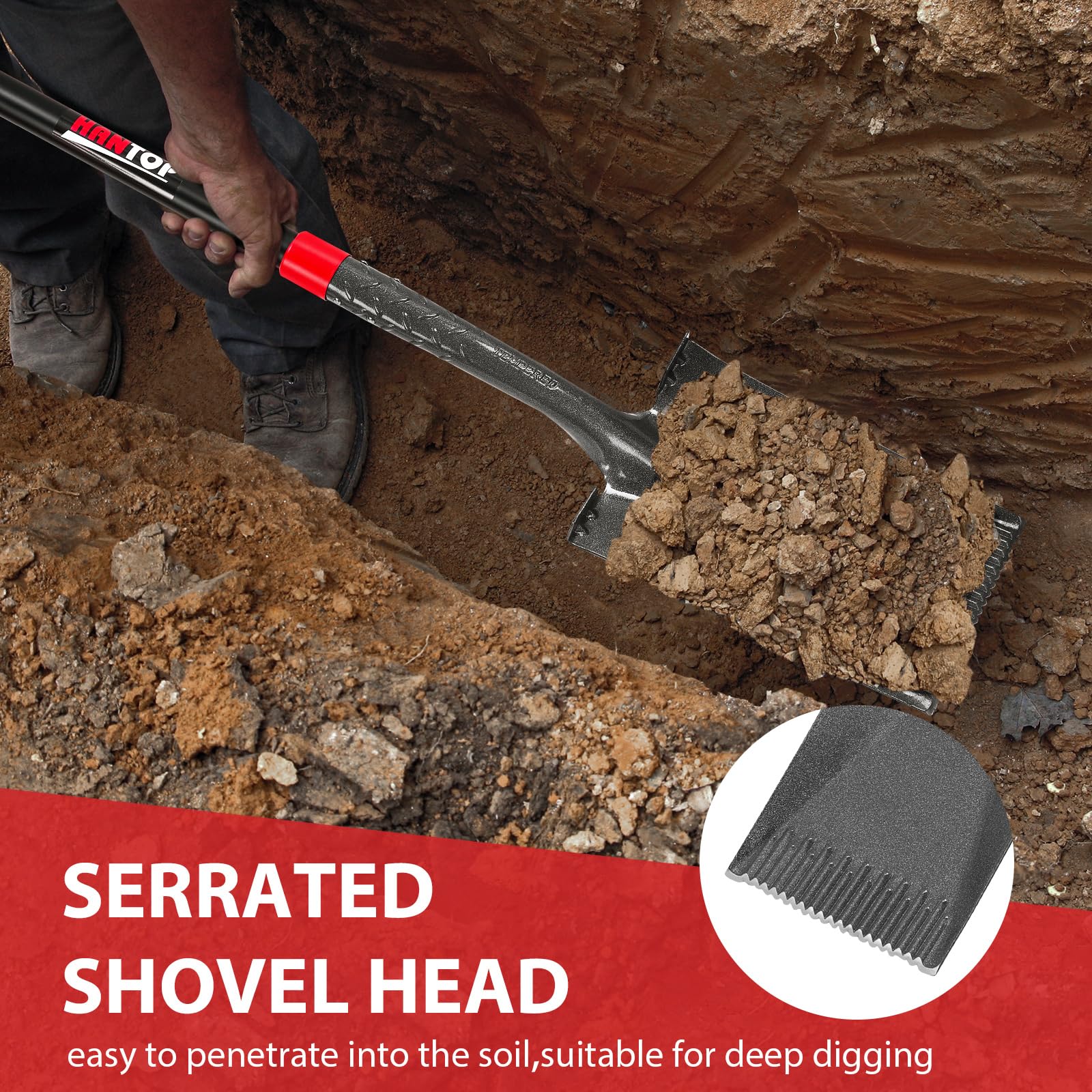 HANTOP spade in garden use cutting turf and speeding transplanting