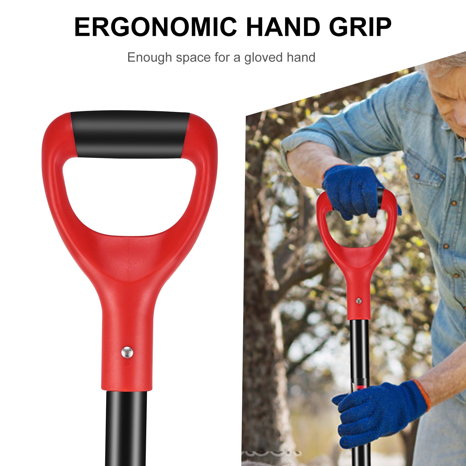 HANTOP in-use by gardener digging compact soil illustrating efficient soil turning