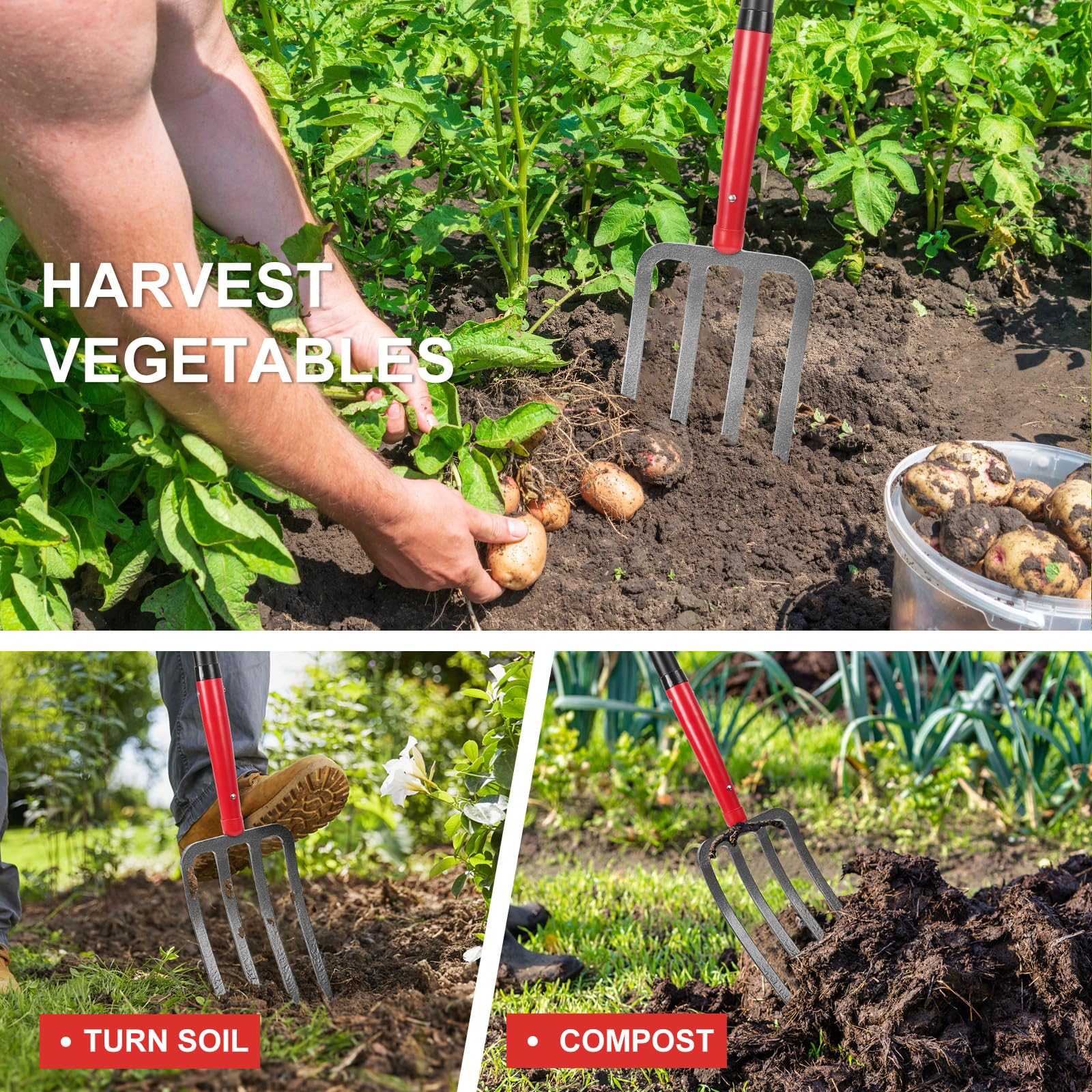 HANTOP moving mulch and transplanting plants demonstrating easy material handling