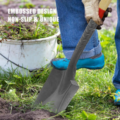 HANTOP spade next to ruler showing 43-inch length for leverage benefit