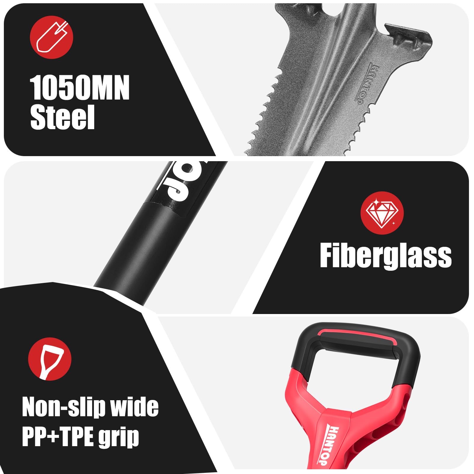HANTOP length comparison with hardhat showing 45.3-inch reach