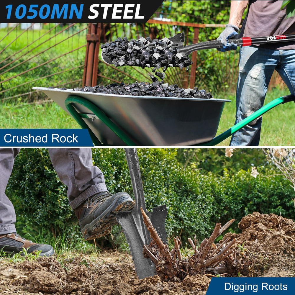 HANTOP next to common garden tools for scale, shows 44-inch length advantage