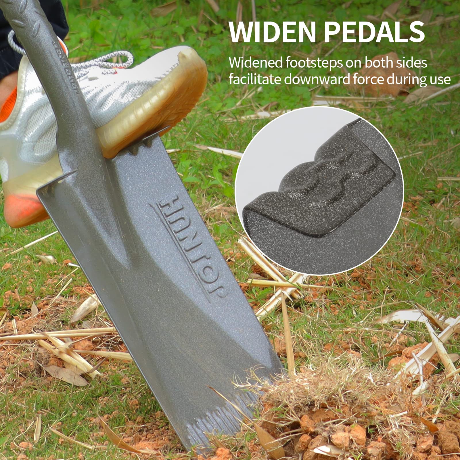 HANTOP spade cutting sod demonstrating turf-cutting efficiency benefit