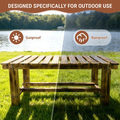 HAOIOKSC bench in use with two people demonstrating comfortable outdoor seating