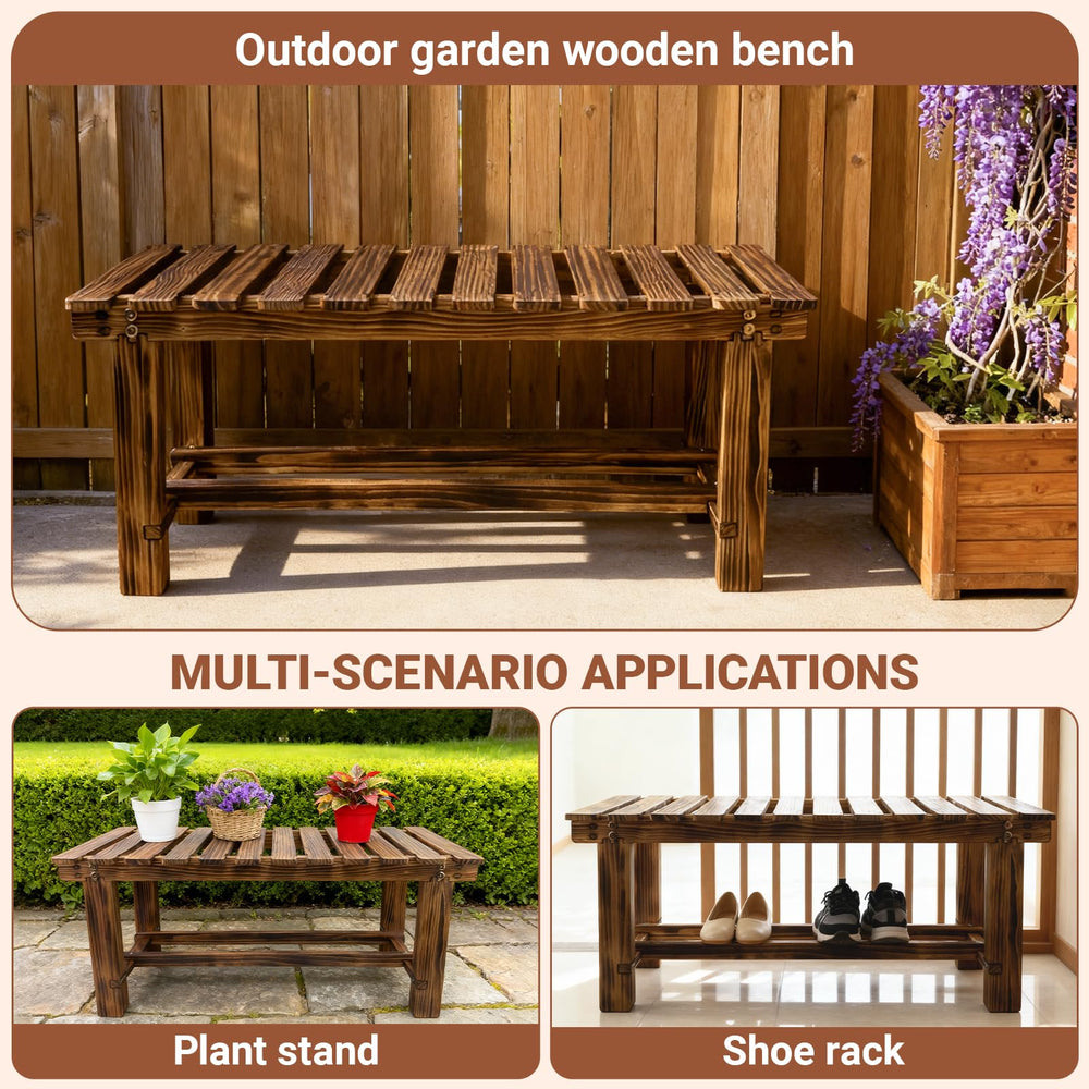 HAOIOKSC bench used as plant display showing multifunctional outdoor styling