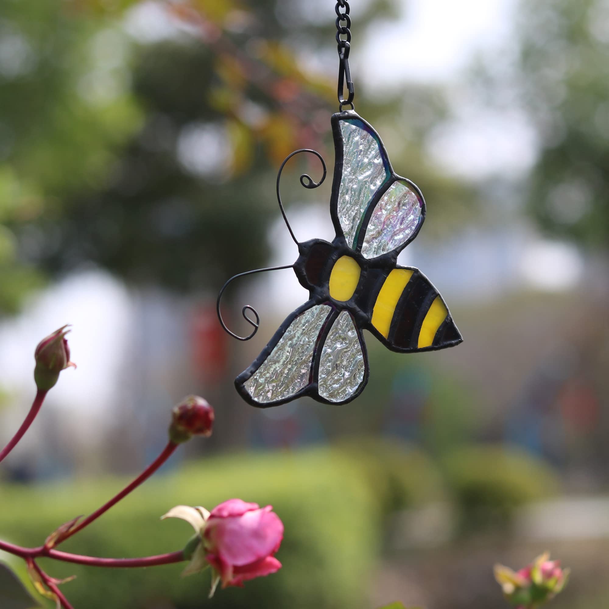 HAOSUM bee hanging in window casting colorful light benefits mood lift