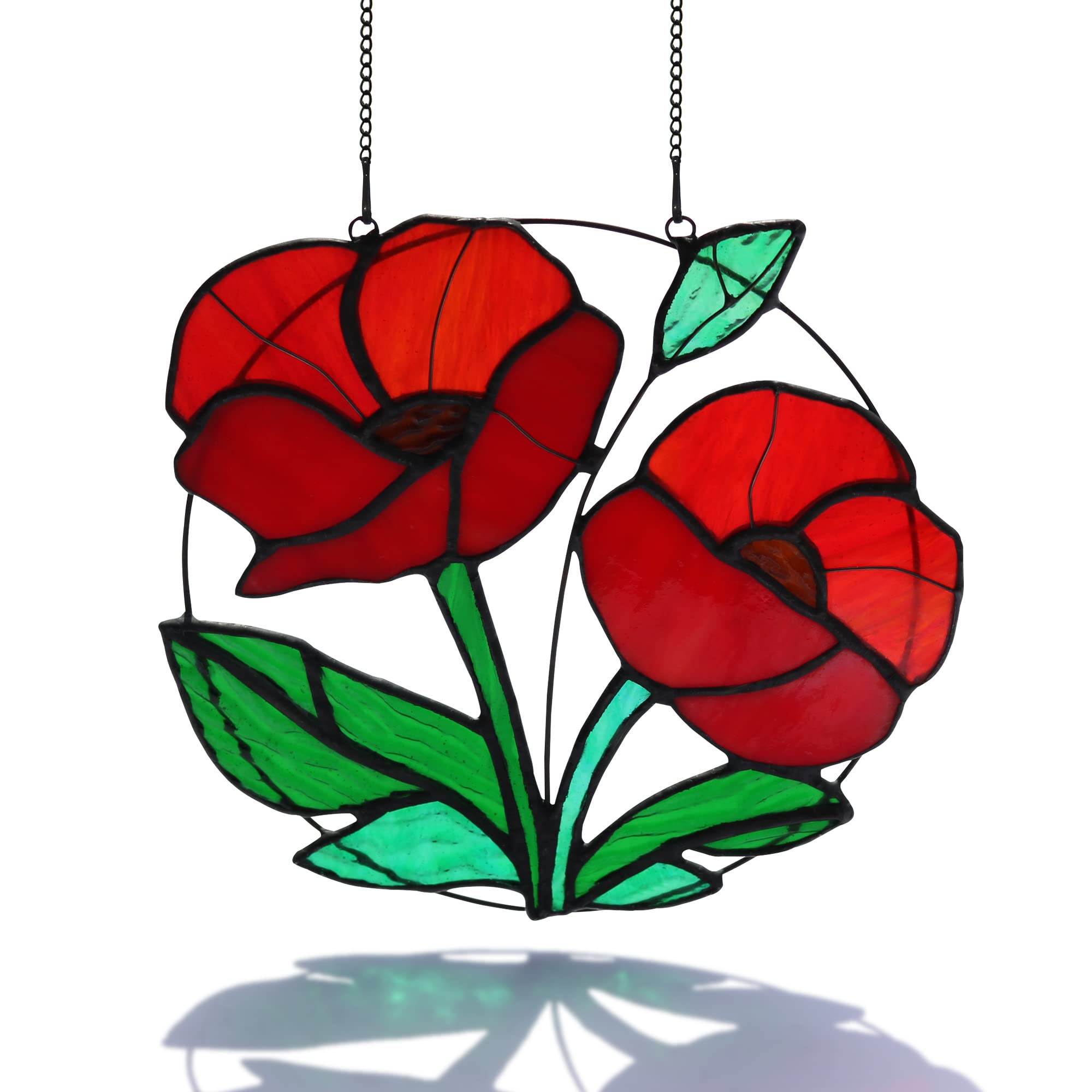 HAOSUM red poppy front view showing vivid stained-glass color and decorative appeal