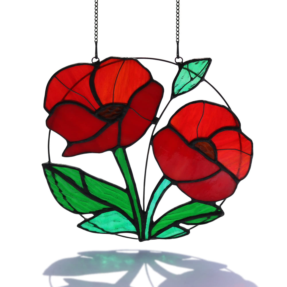 HAOSUM red poppy front view showing vivid stained-glass color and decorative appeal