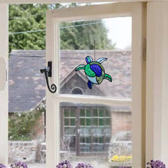 HAOSUM close-up of stained glass texture highlighting vibrant blue and green tones