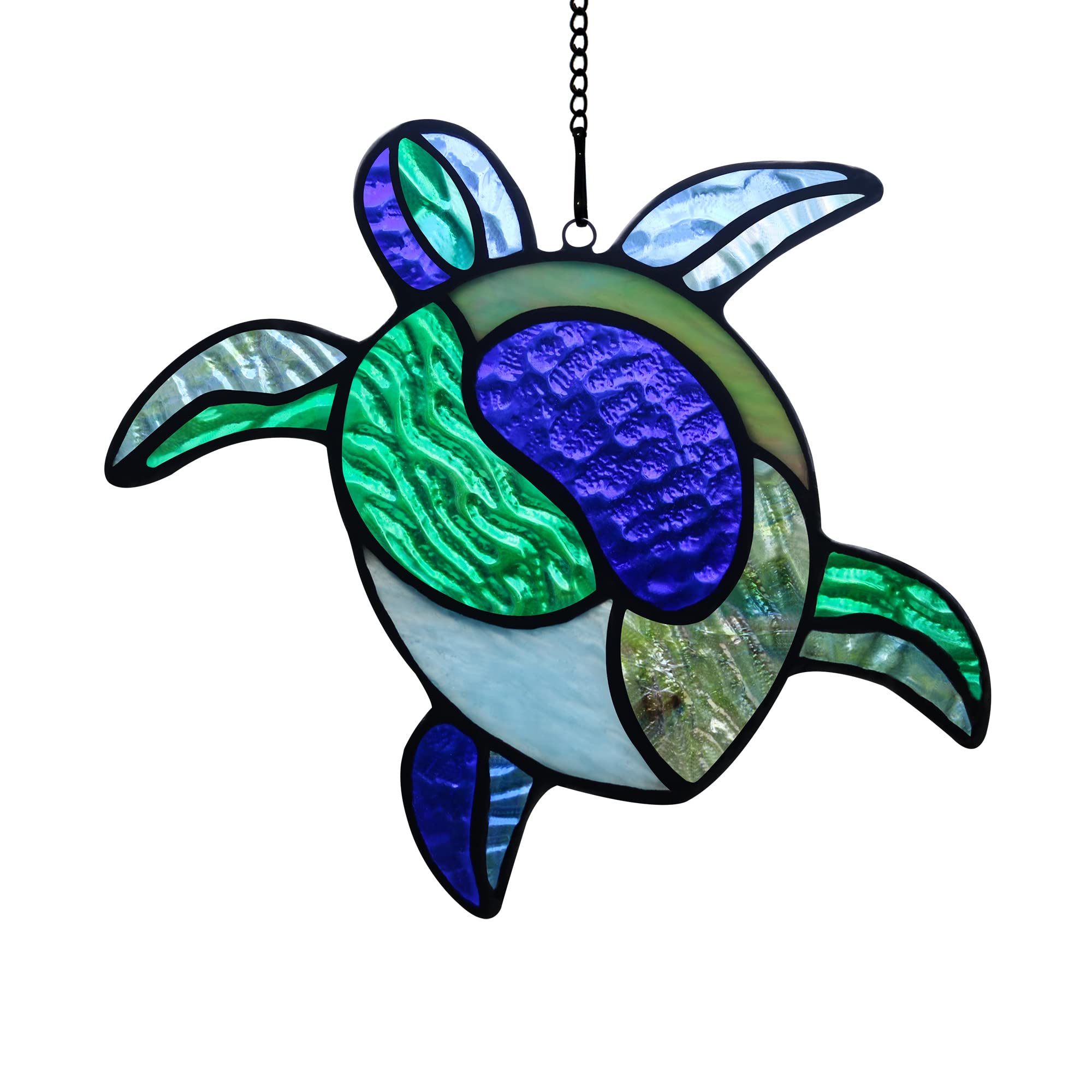 HAOSUM sea turtle front view showing stained glass colors and coastal charm