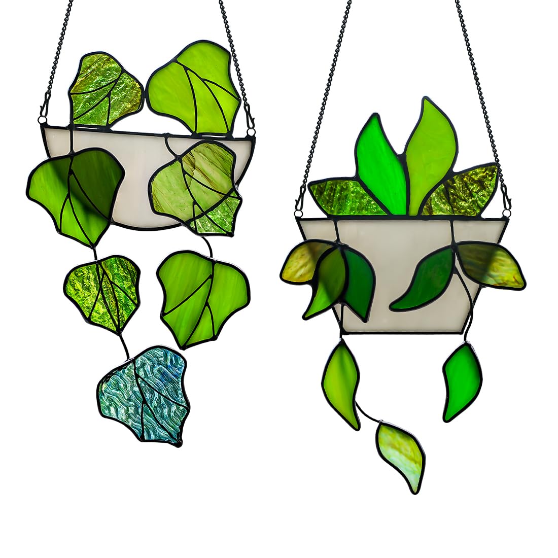 HAOSUM stained glass front view showing vibrant plant design and brightening benefit