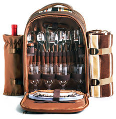 Hap Tim front view of picnic backpack showing organized storage and stylish hands-free design