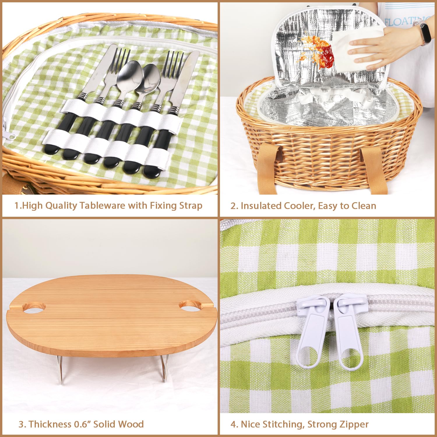 Hap Tim basket interior packed with table, cooler, and utensils organized
