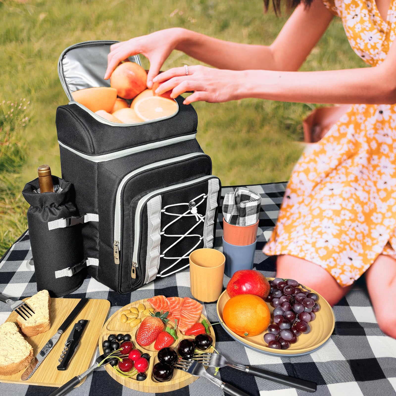 Hap Tim blanket unfolded next to backpack for comfortable seating outdoors