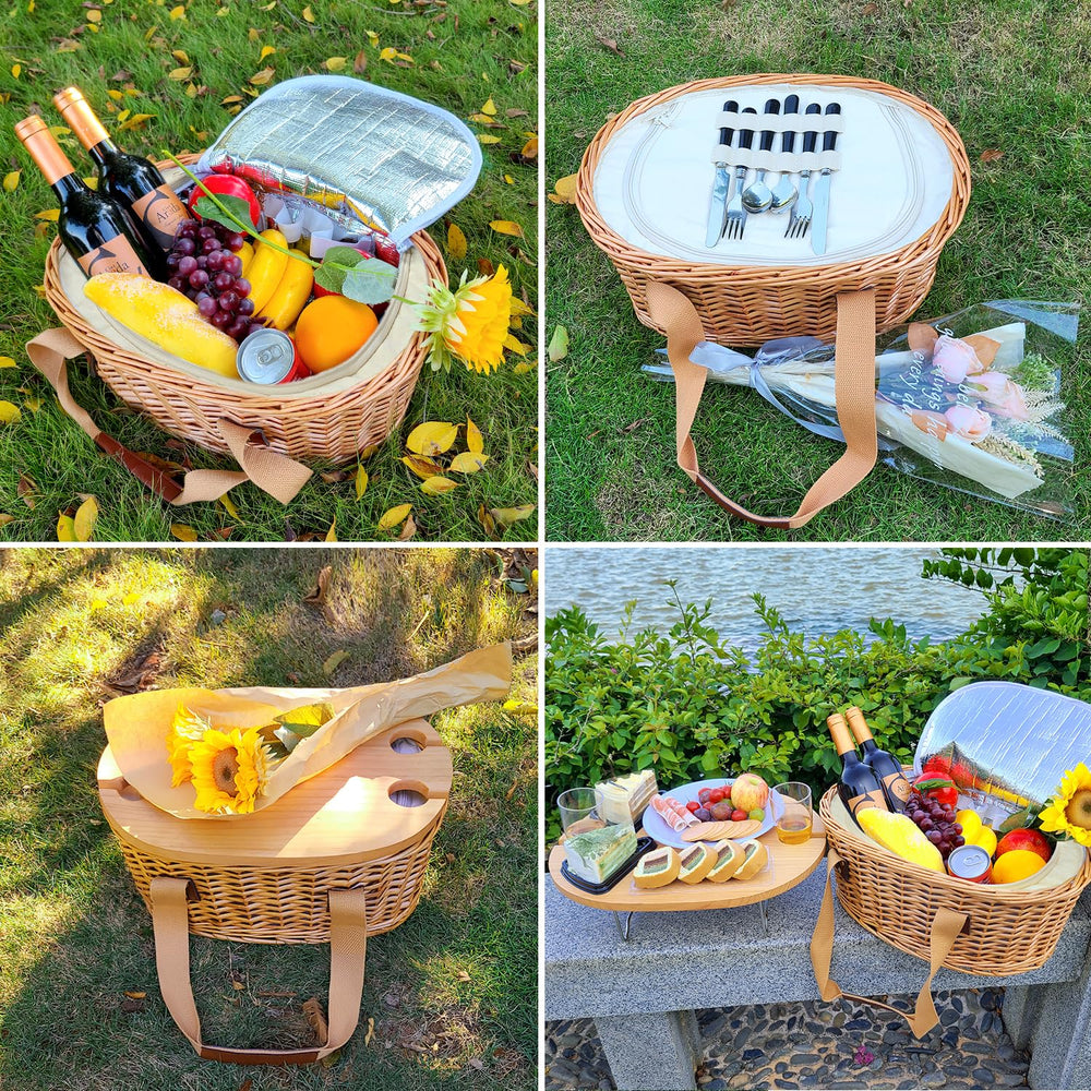 Hap Tim folding wooden wine table set with glasses demonstrating stable surface benefit