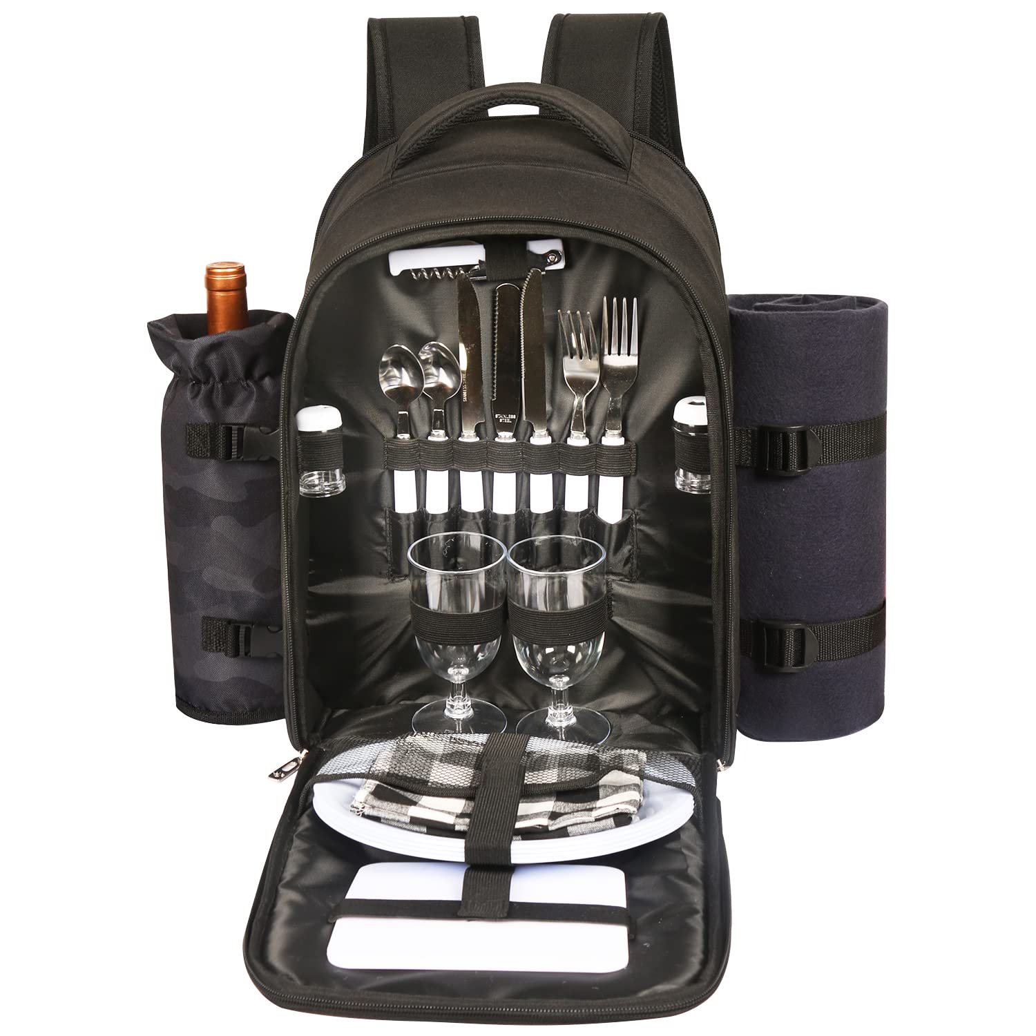 Hap Tim front view of backpack showing pockets and straps for easy carrying
