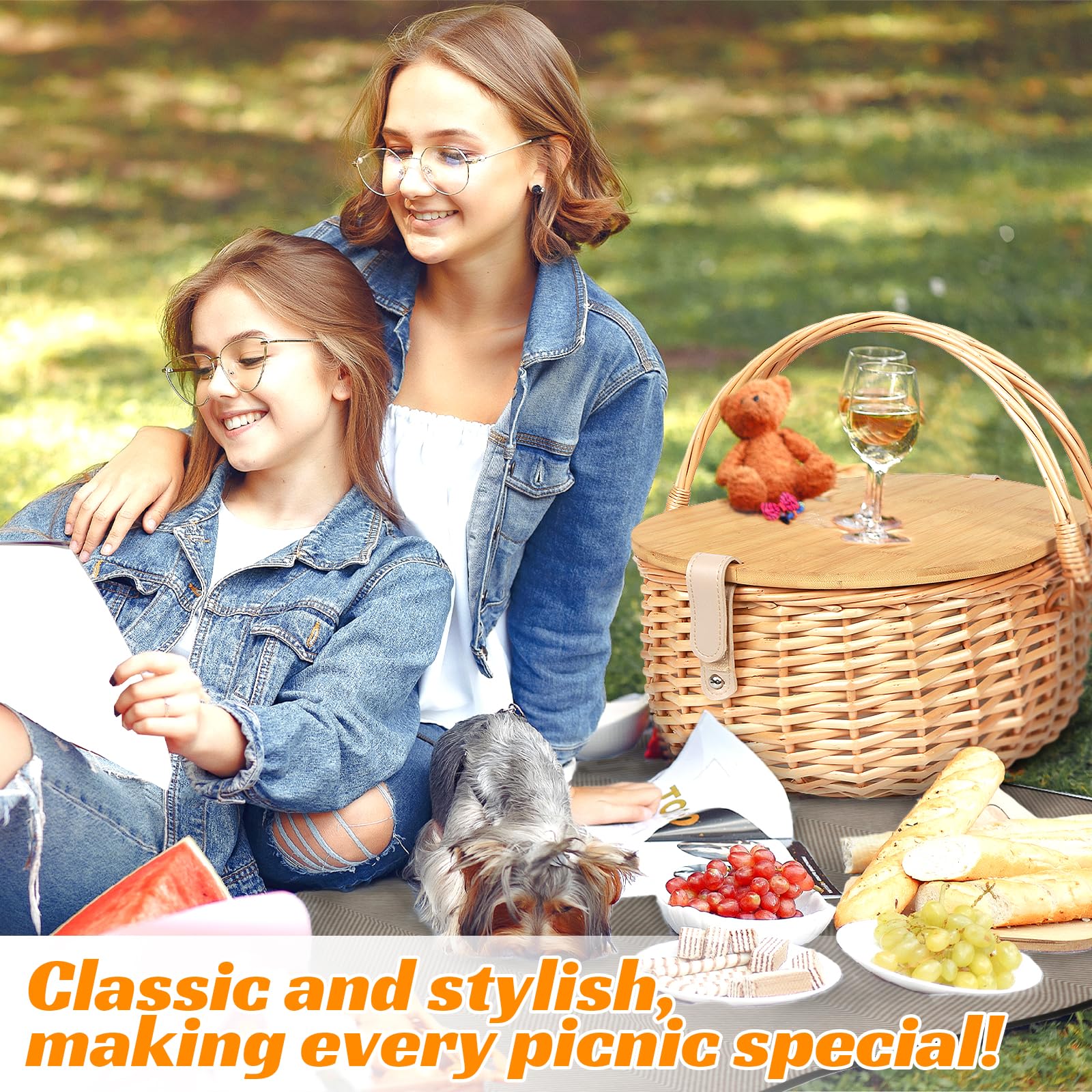 Hap Tim inside basket packed with food illustrating generous storage capacity