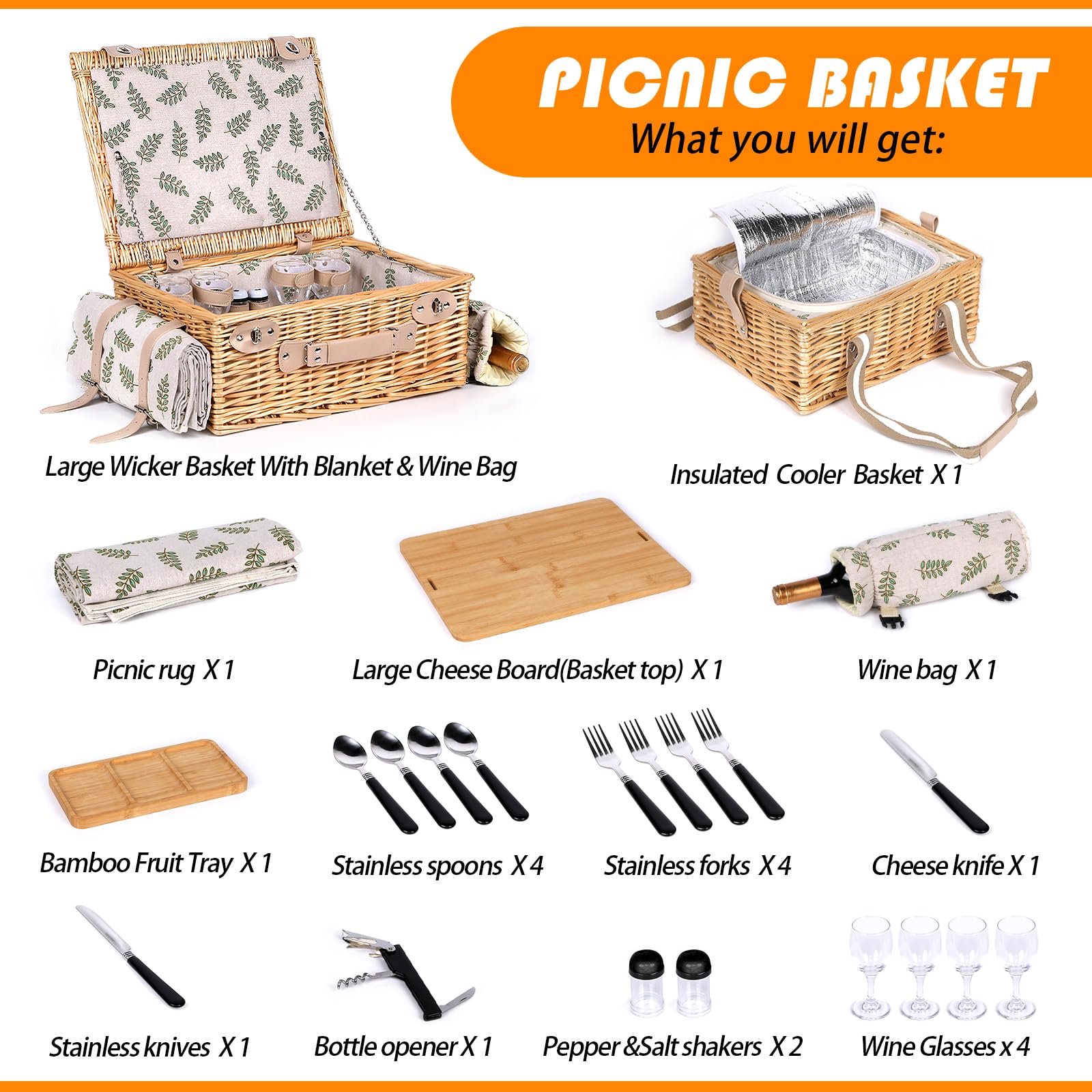Hap Tim large basket interior displaying organized storage space for plates and accessories for tidy packing