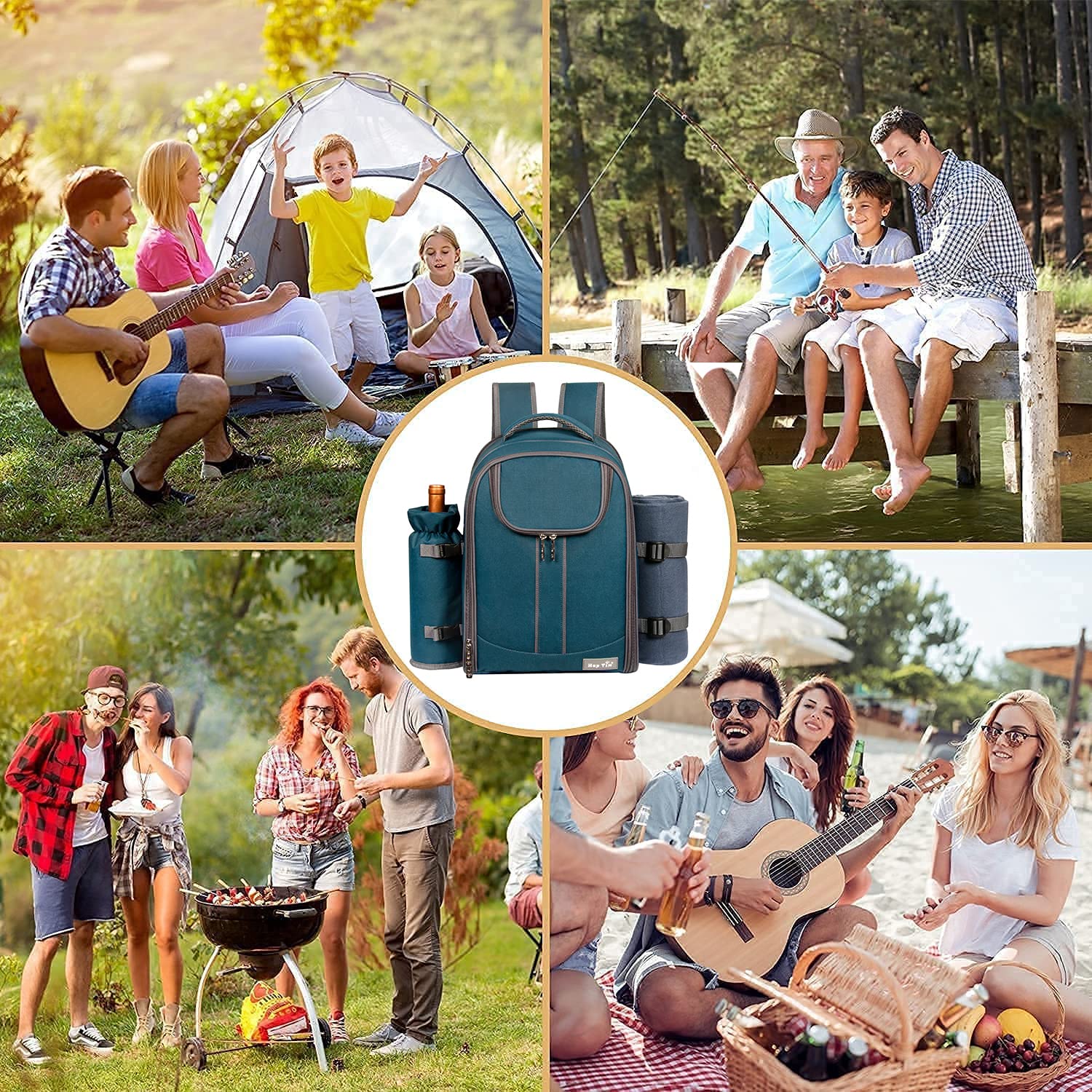 Hap Tim backpack in park setting with couple enjoying picnic showcasing hands-free comfort
