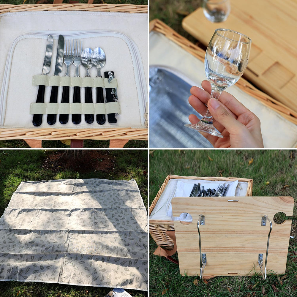 Hap Tim mini folding wood wine table deployed with four glass holders for stable serving