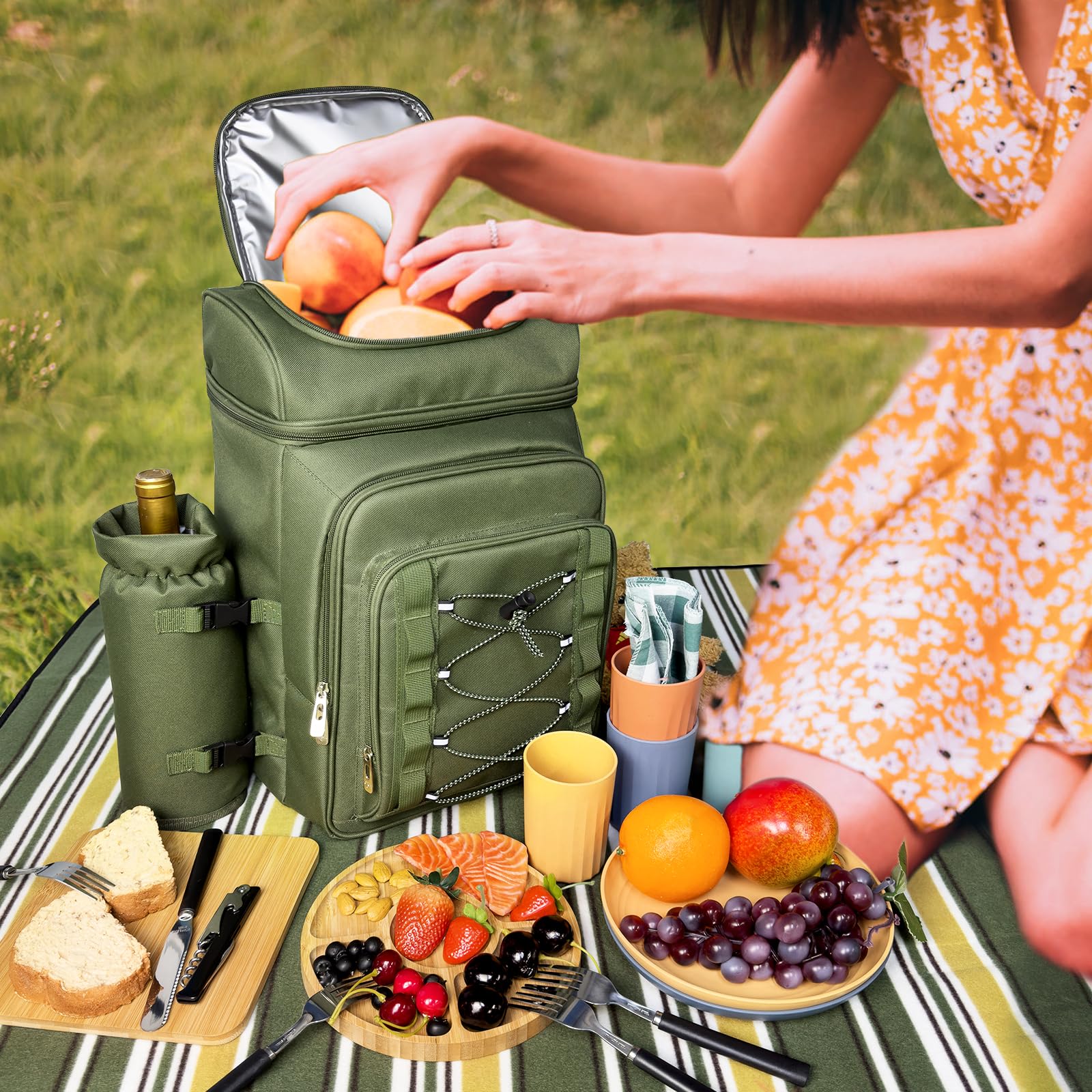 Hap Tim backpack worn in park lifestyle image demonstrating hands-free convenience