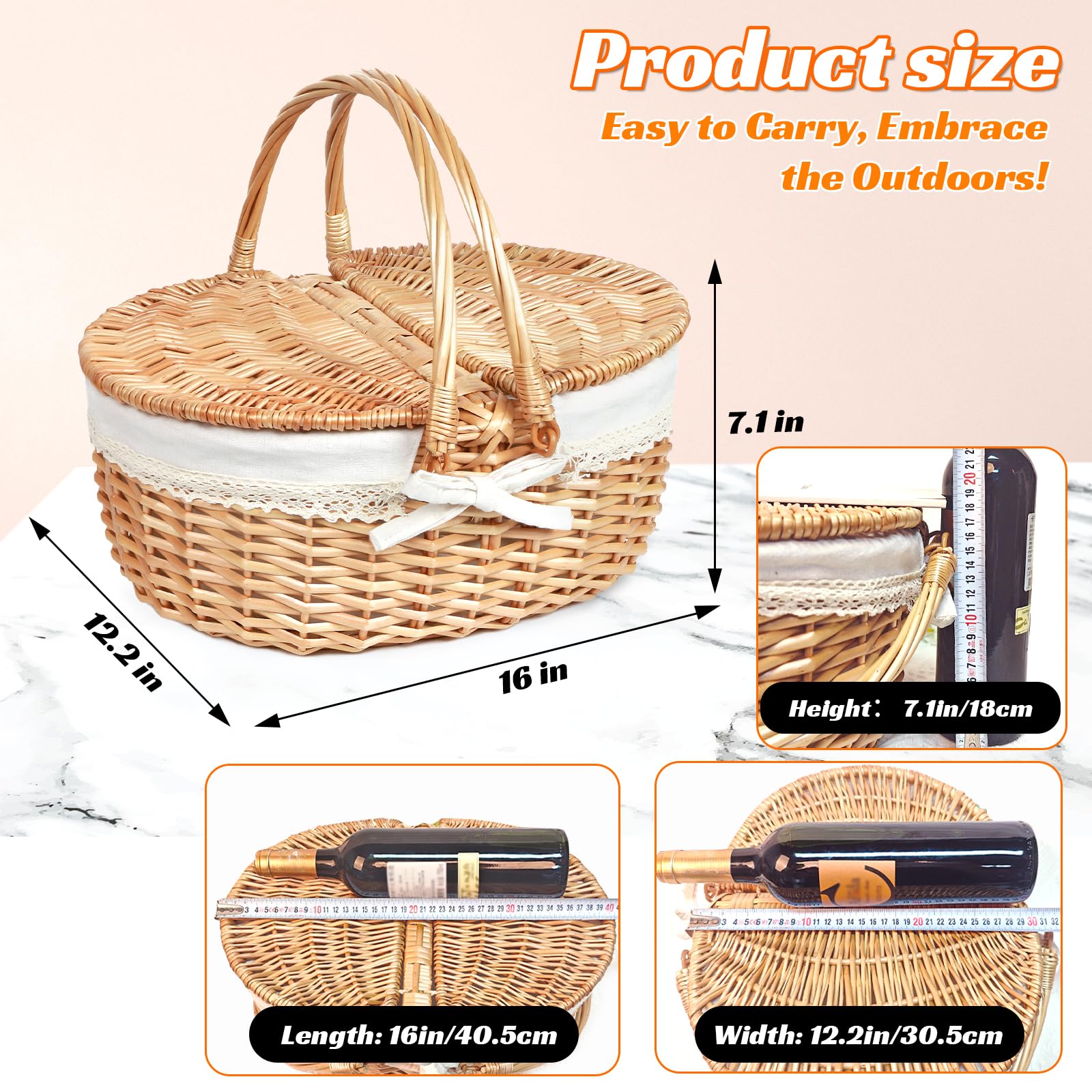 Hap Tim picnic basket open interior with fabric lining, organized packing benefit