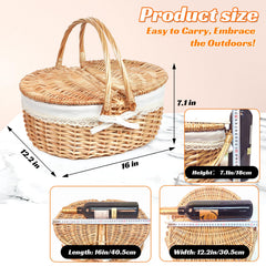 Hap Tim picnic basket open interior with fabric lining, organized packing benefit