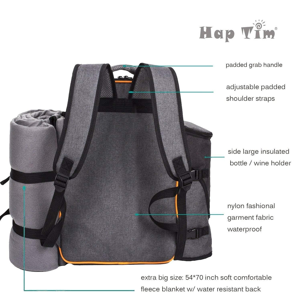 Hap Tim backpack next to standard backpack showing compact size and capacity