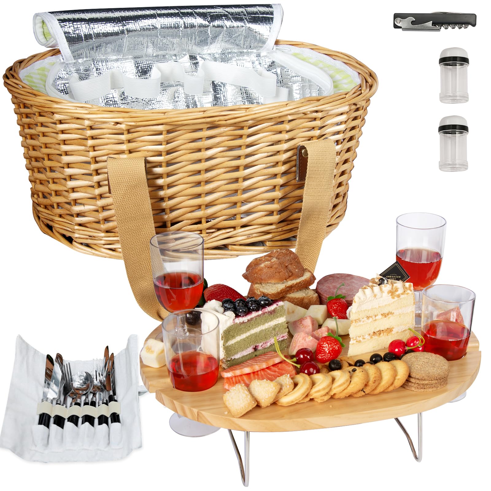 Hap Tim wicker basket front view showing organized storage and easy portability