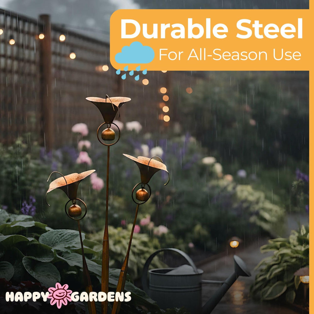 Happy Gardens flamed finish detail showing rustic bronze texture and weather resistance