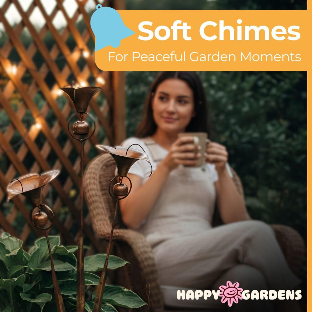 Happy Gardens stake planted in soil demonstrating easy, tool-free installation benefit