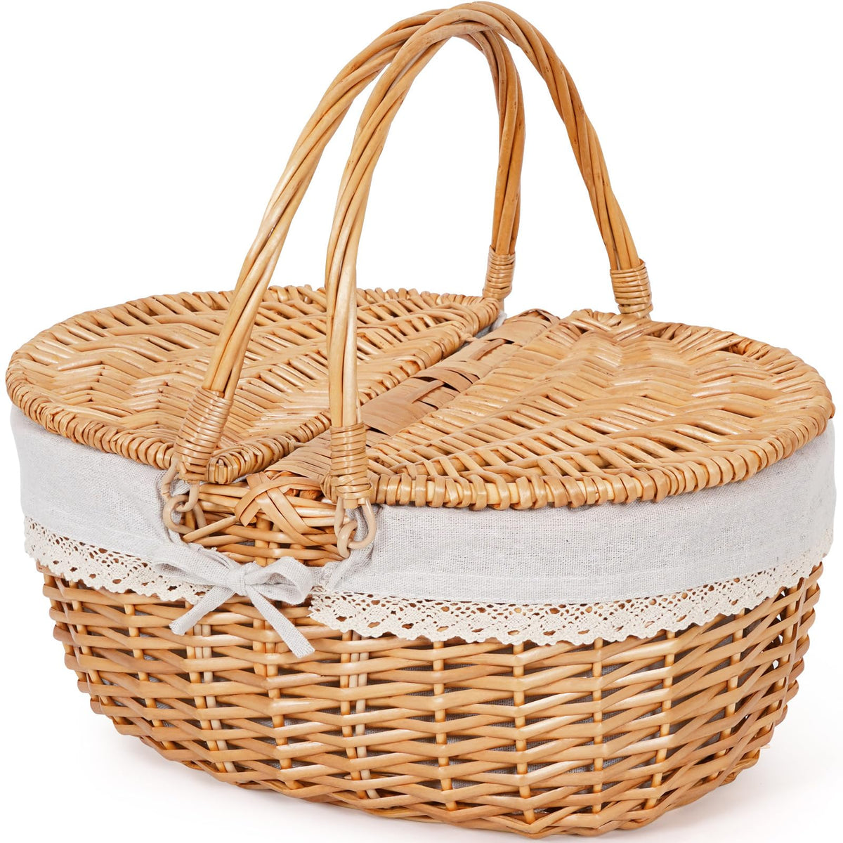 HappyPicnic front view showing vintage wicker and roomy interior benefit