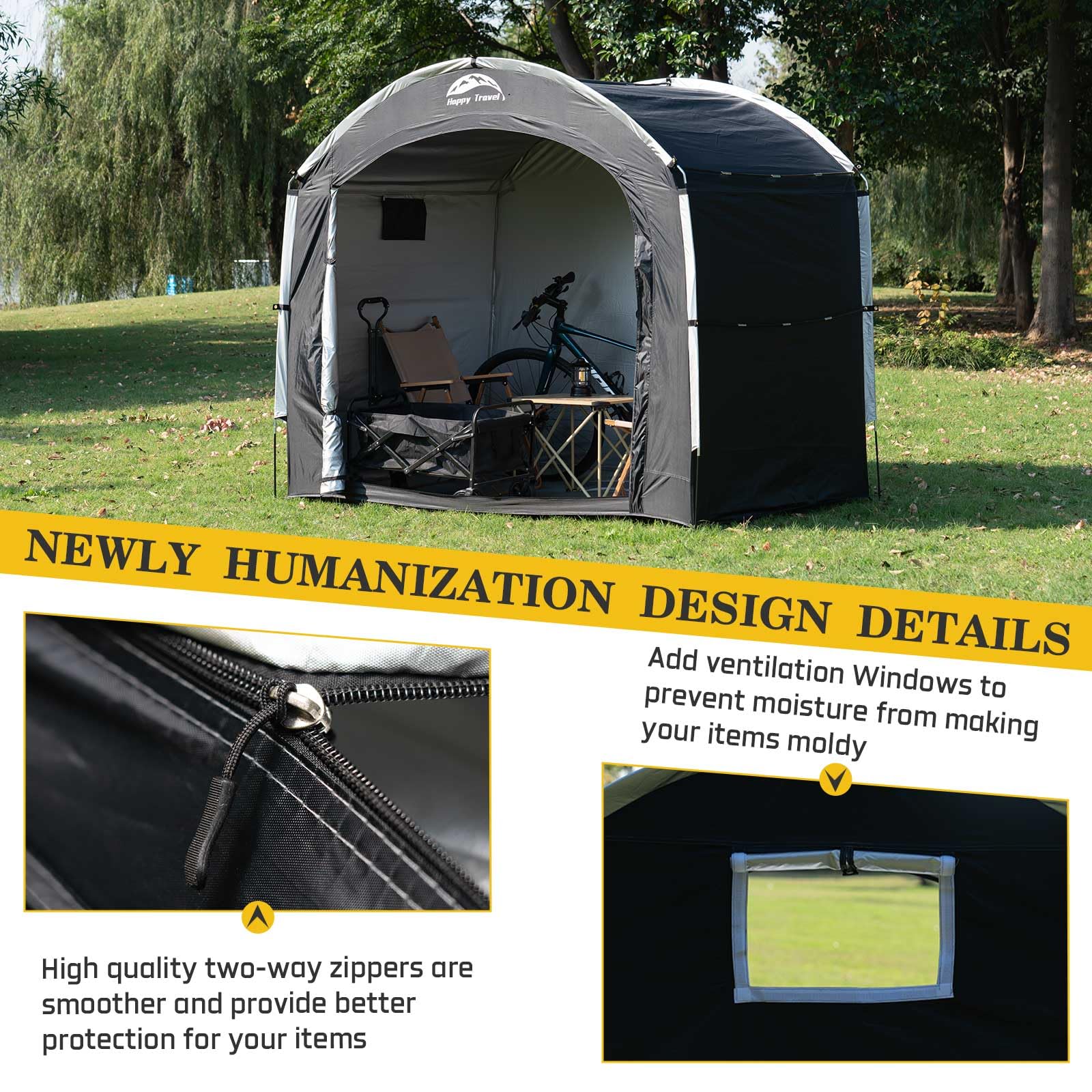 HAPPY TRAVEL tent in use storing motorcycles to protect from rain