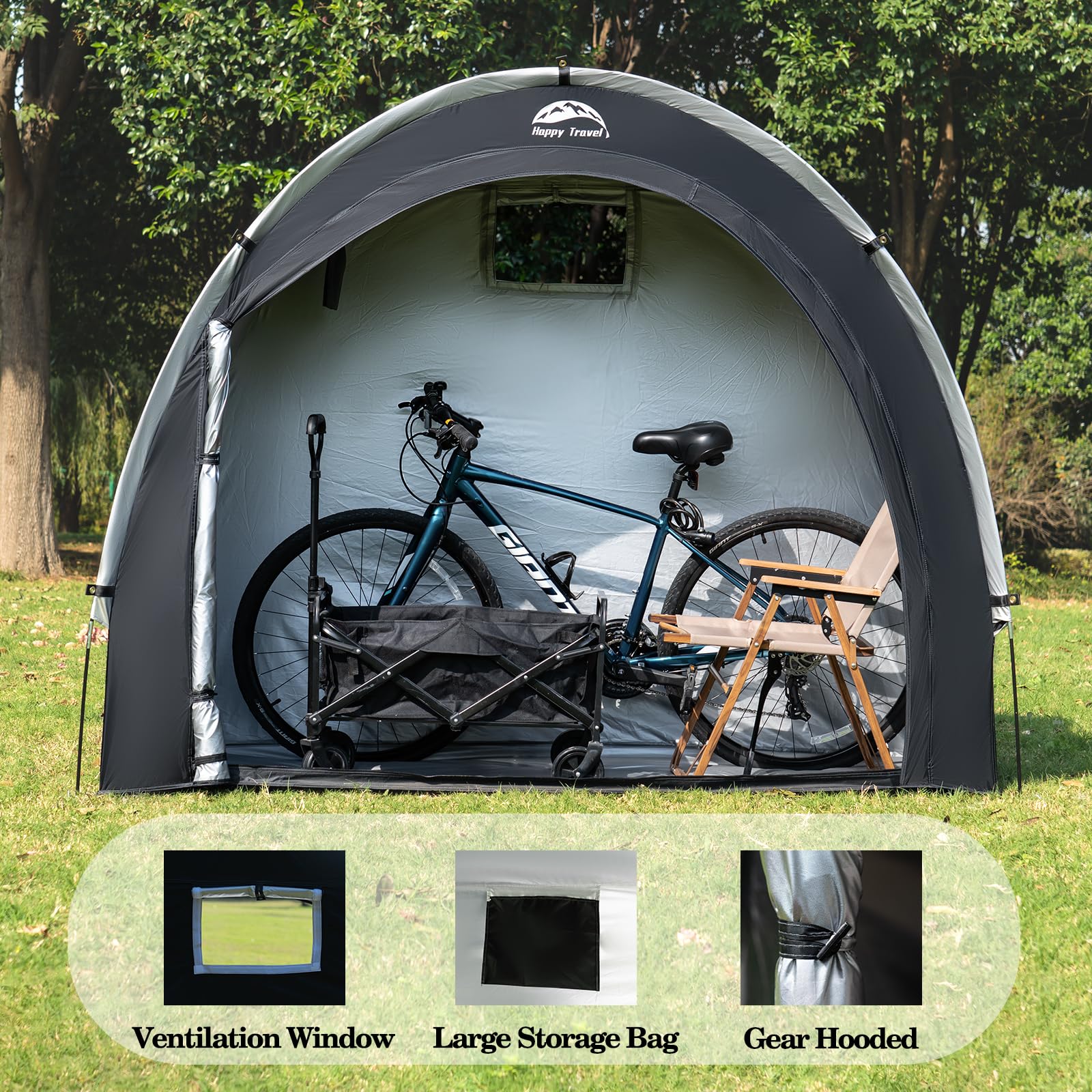 HAPPY TRAVEL folded in carry bag showing compact portability benefit