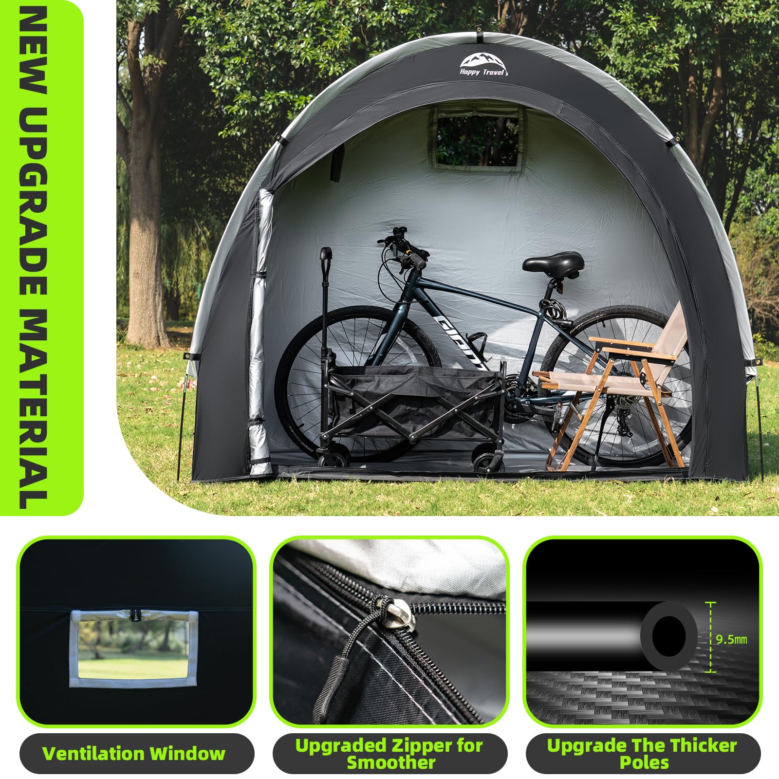 HAPPY TRAVEL packed in carry bag for easy transport and convenient storage
