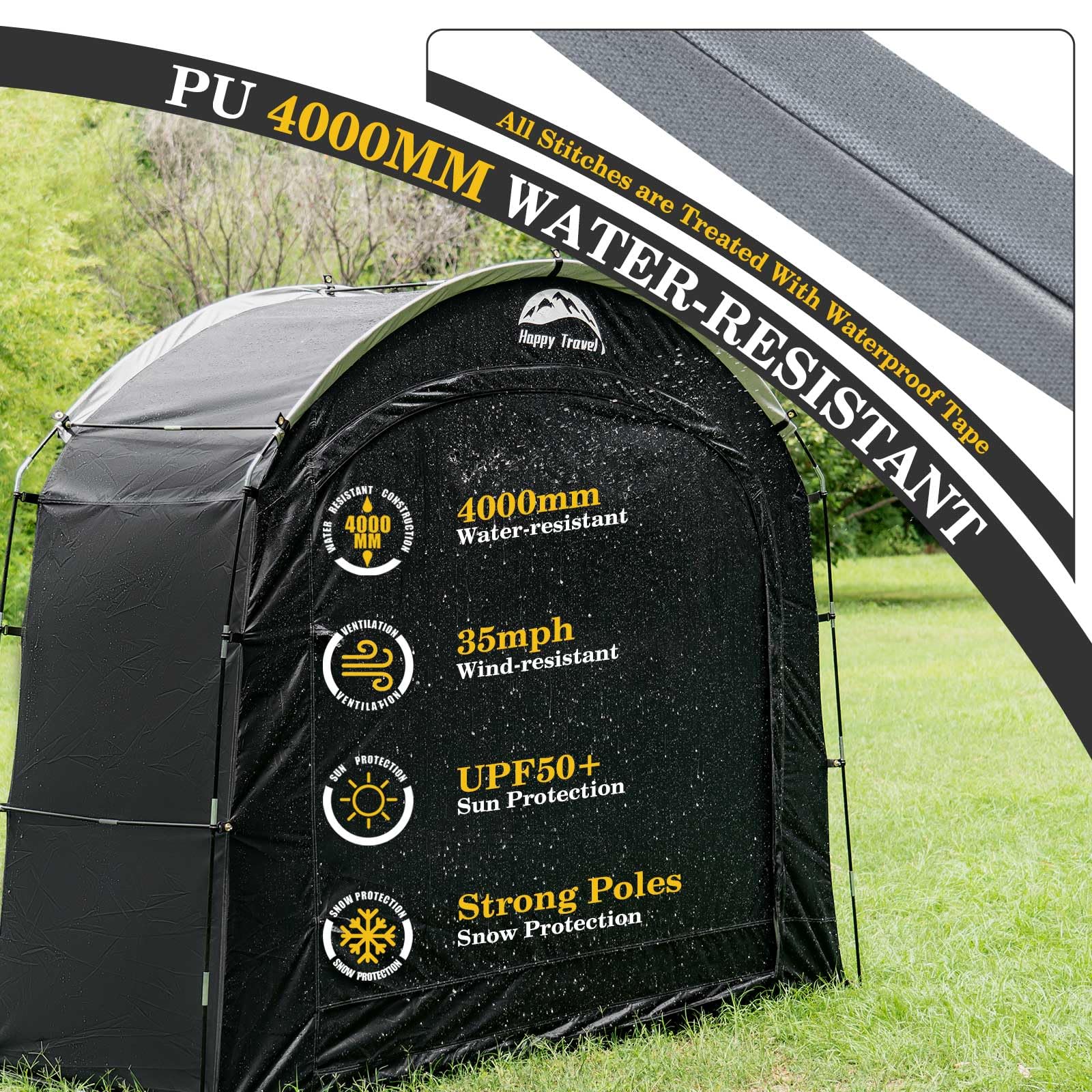 HAPPY TRAVEL reinforced poles and clips close-up for durable stability