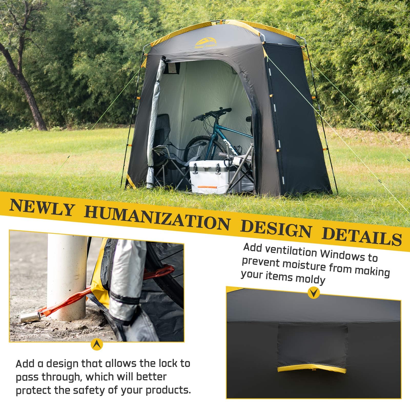 HAPPY TRAVEL person assembling tent quickly using clip system