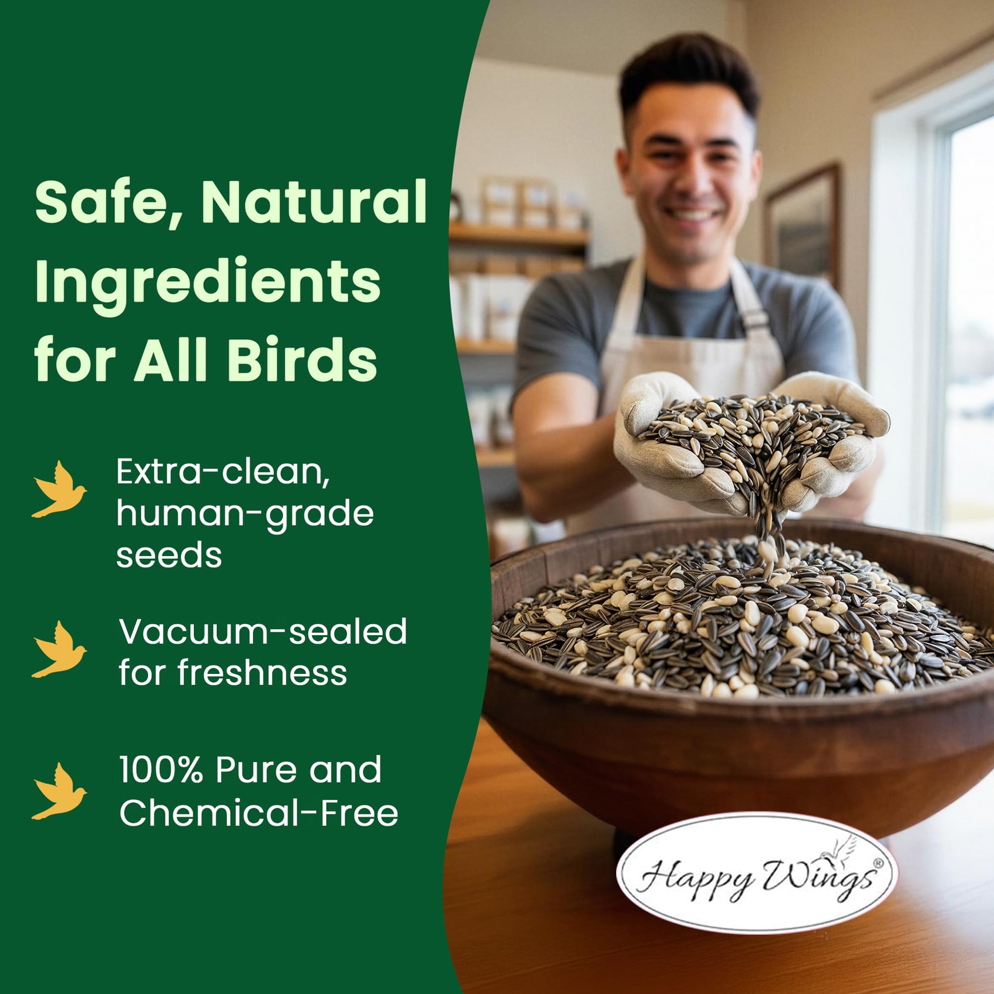 Happy Wings shelled peanuts close-up showing protein-rich pieces birds prefer