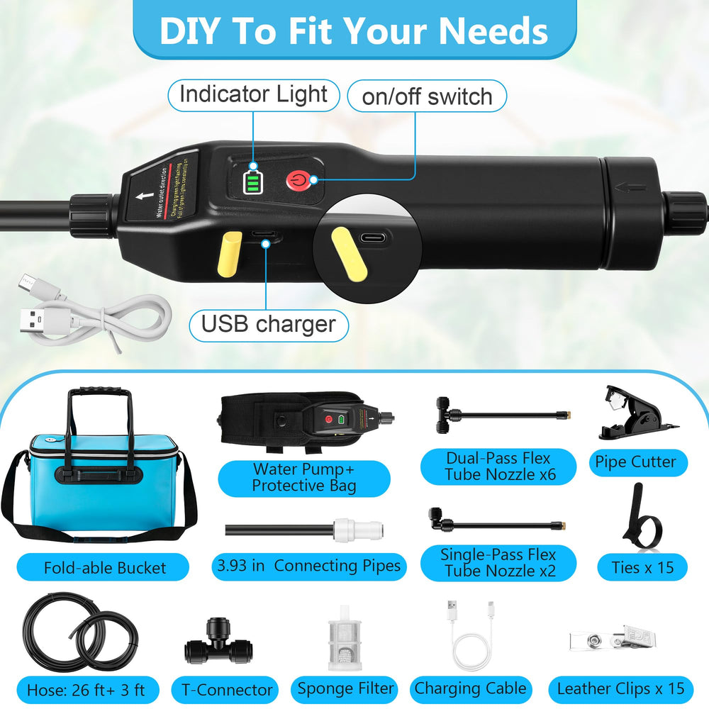HappyAlley pump in protective bag with power bank illustrating cordless power solution