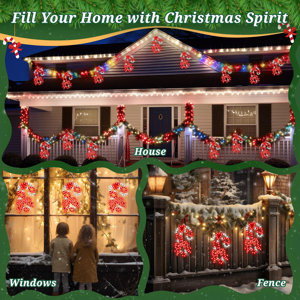 HappyAlley three candy canes in window delivering festive curb appeal