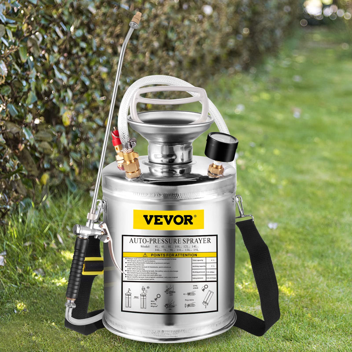 Happybuy front view stainless sprayer showing durable tank and handle benefit