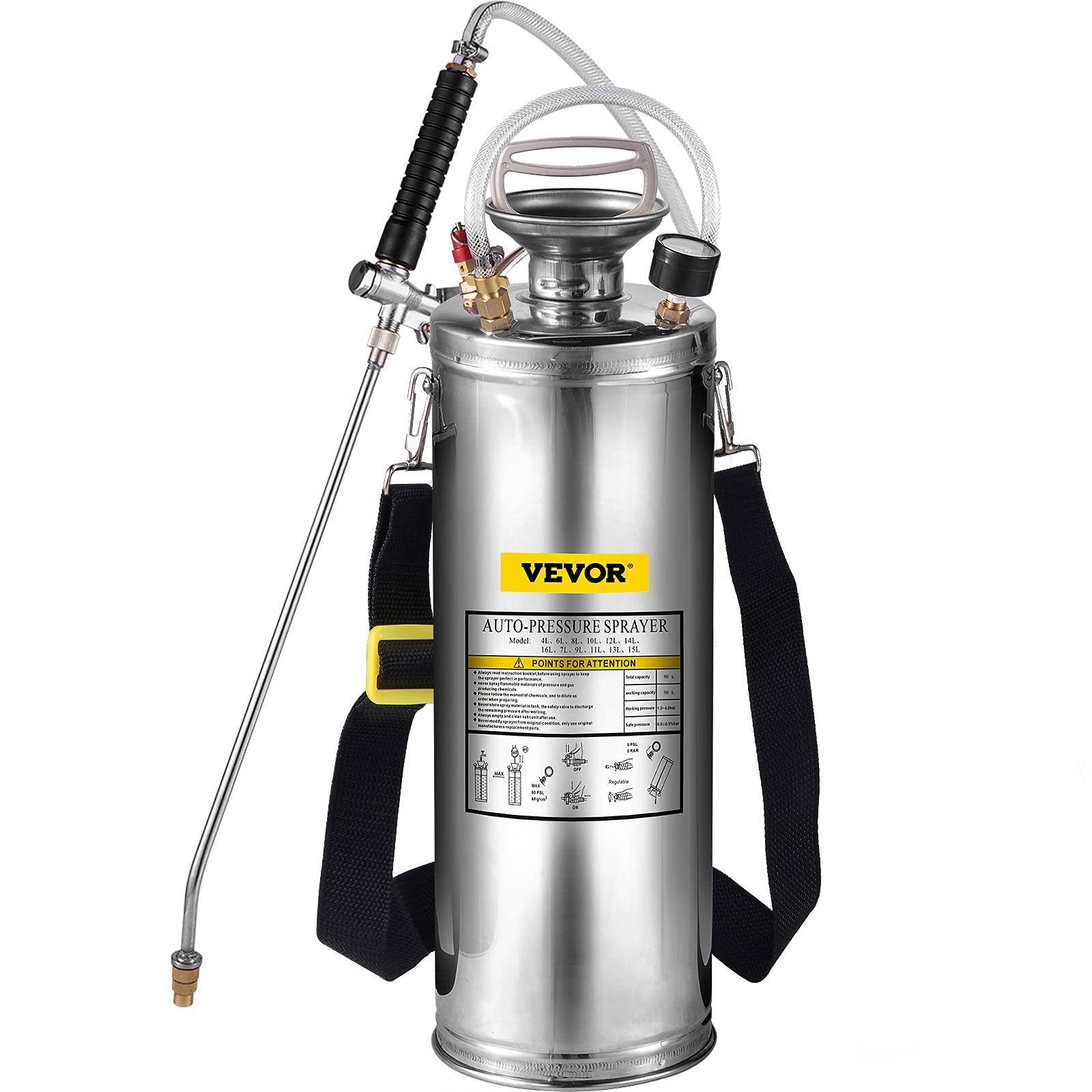 Happybuy sprayer next to measuring tape showing 3 gallon capacity and compact scale