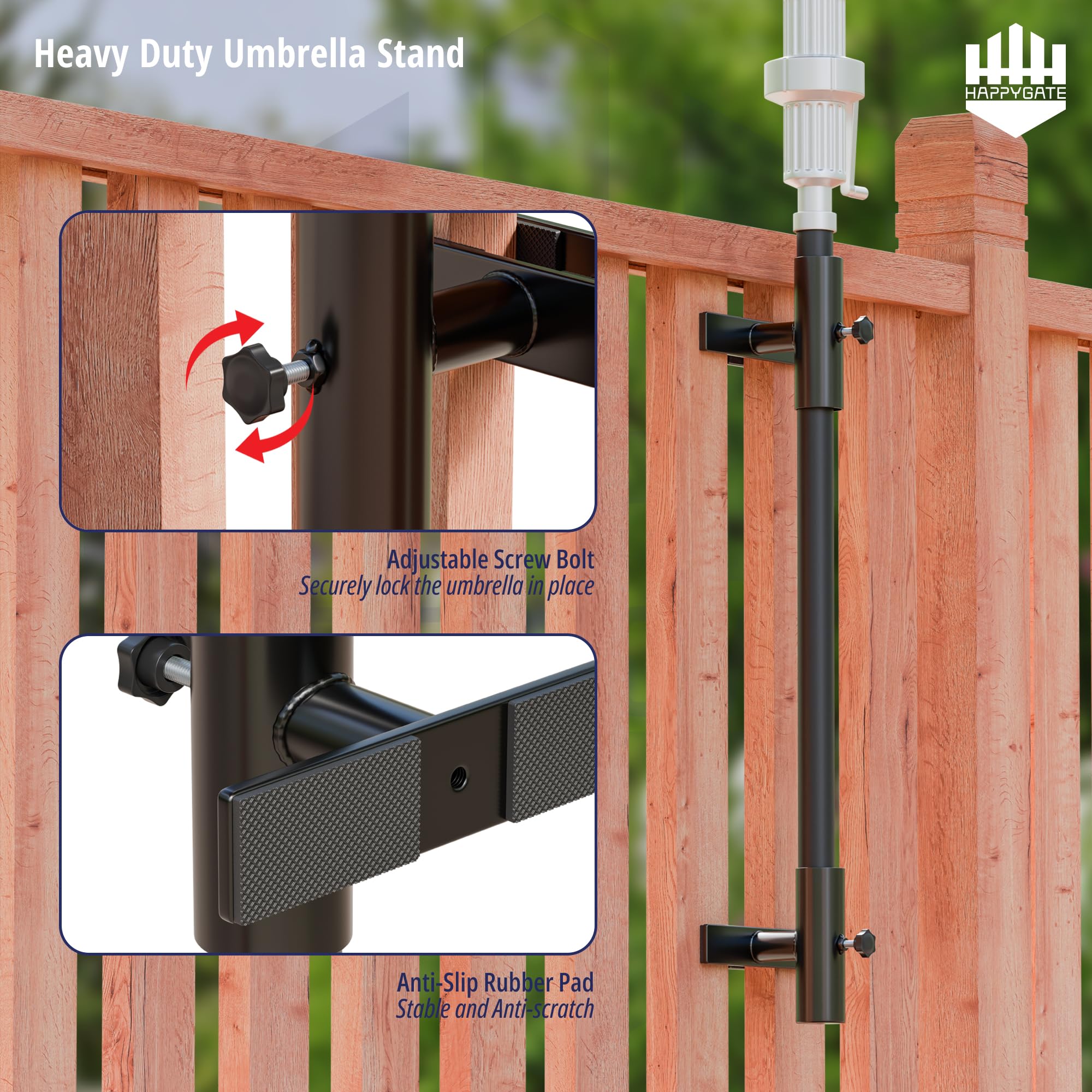 HAPPYGATE installation hardware laid out for quick no-drill setup