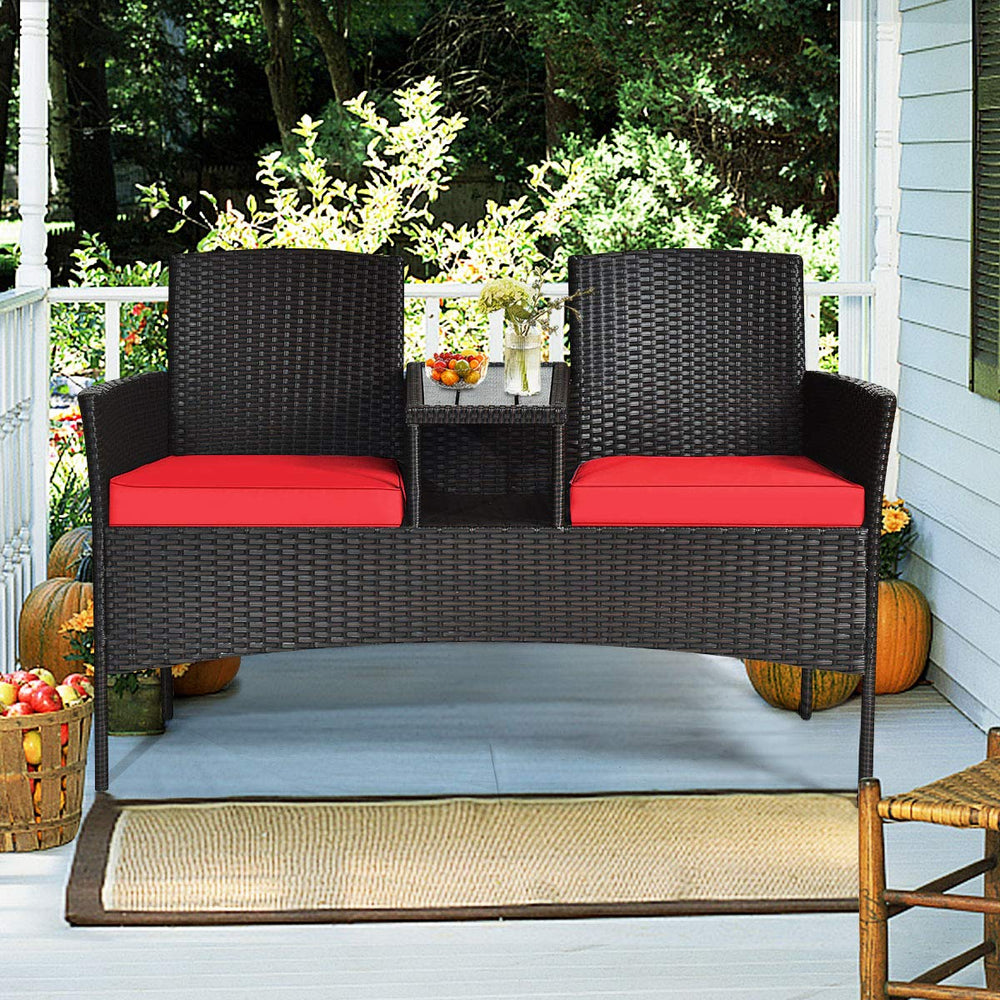 HAPPYGRILL plastic coffee table top showing stable surface and easy-clean benefit