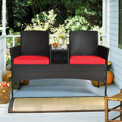 HAPPYGRILL plastic coffee table top showing stable surface and easy-clean benefit