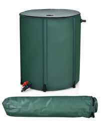 HAPPYGRILL front view of full collapsible barrel showing capacity and placement benefit