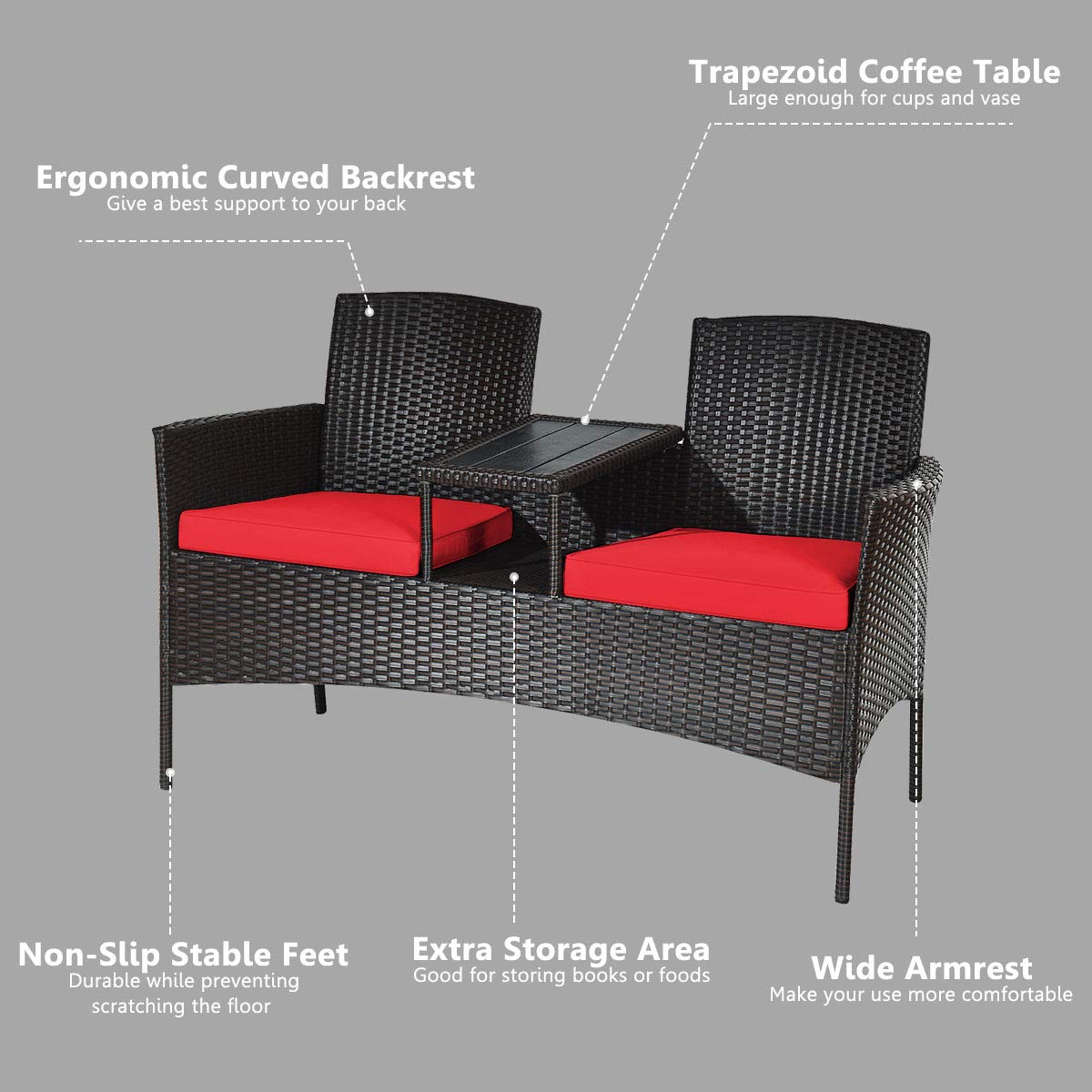 HAPPYGRILL loveseat in backyard lifestyle scene showing cozy outdoor conversation setup