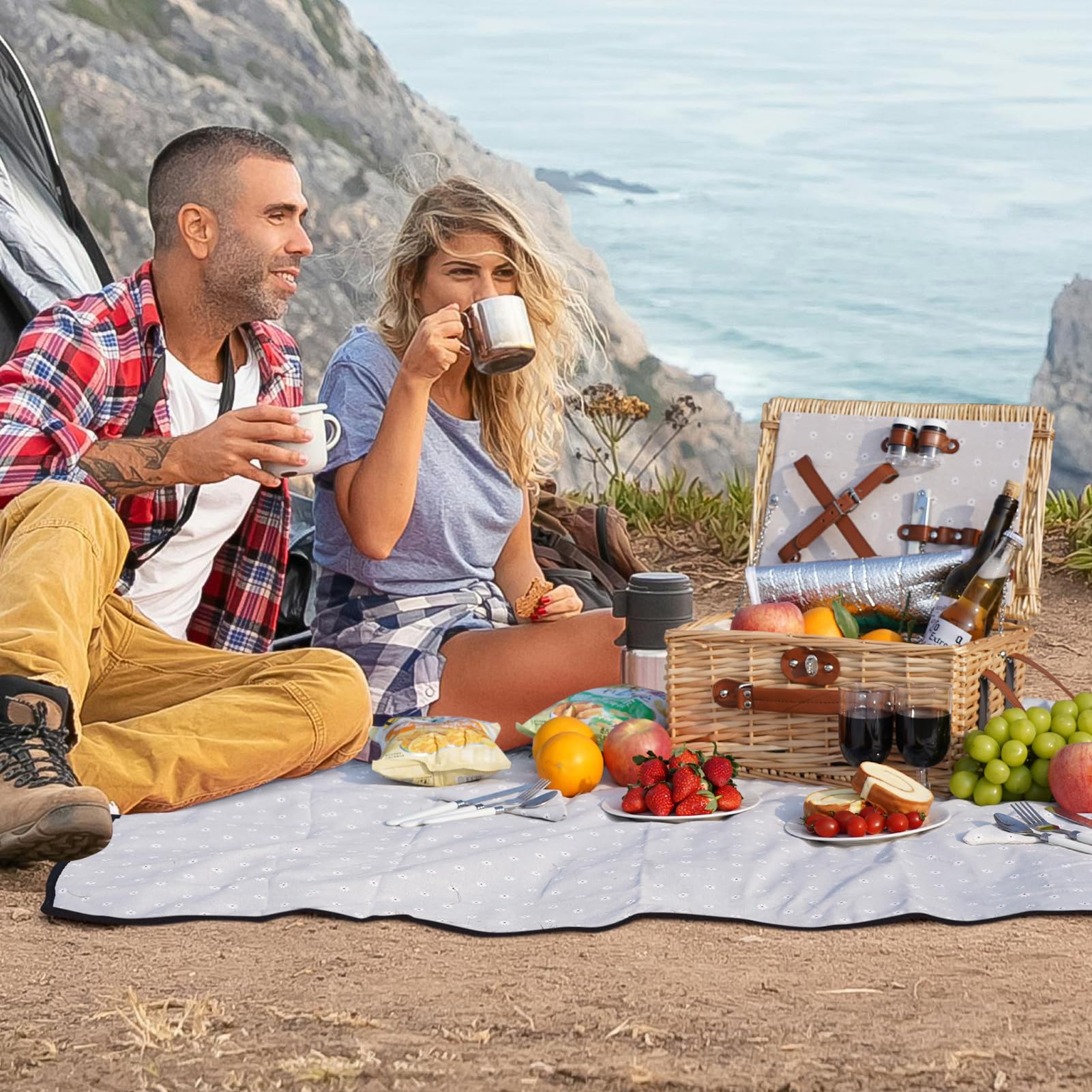 HappyPicnic bottle opener and large salt and pepper shakers close-up for easy serving